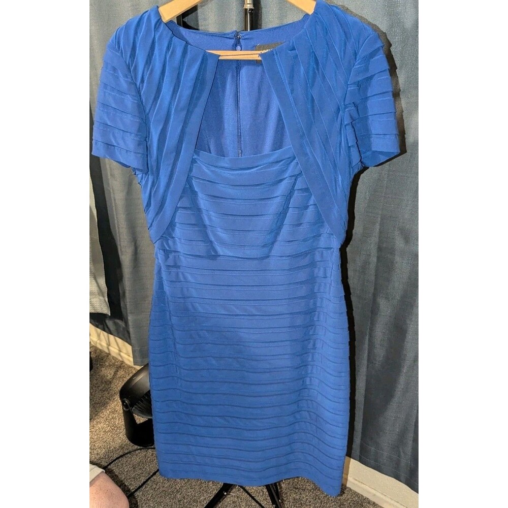 Adrianna Papell Sz 10 Tiered Cocktail Dress Royal Blue Sleeveless EUC